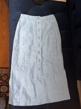 Talbots Light Blue Button-Front Maxi Skirt